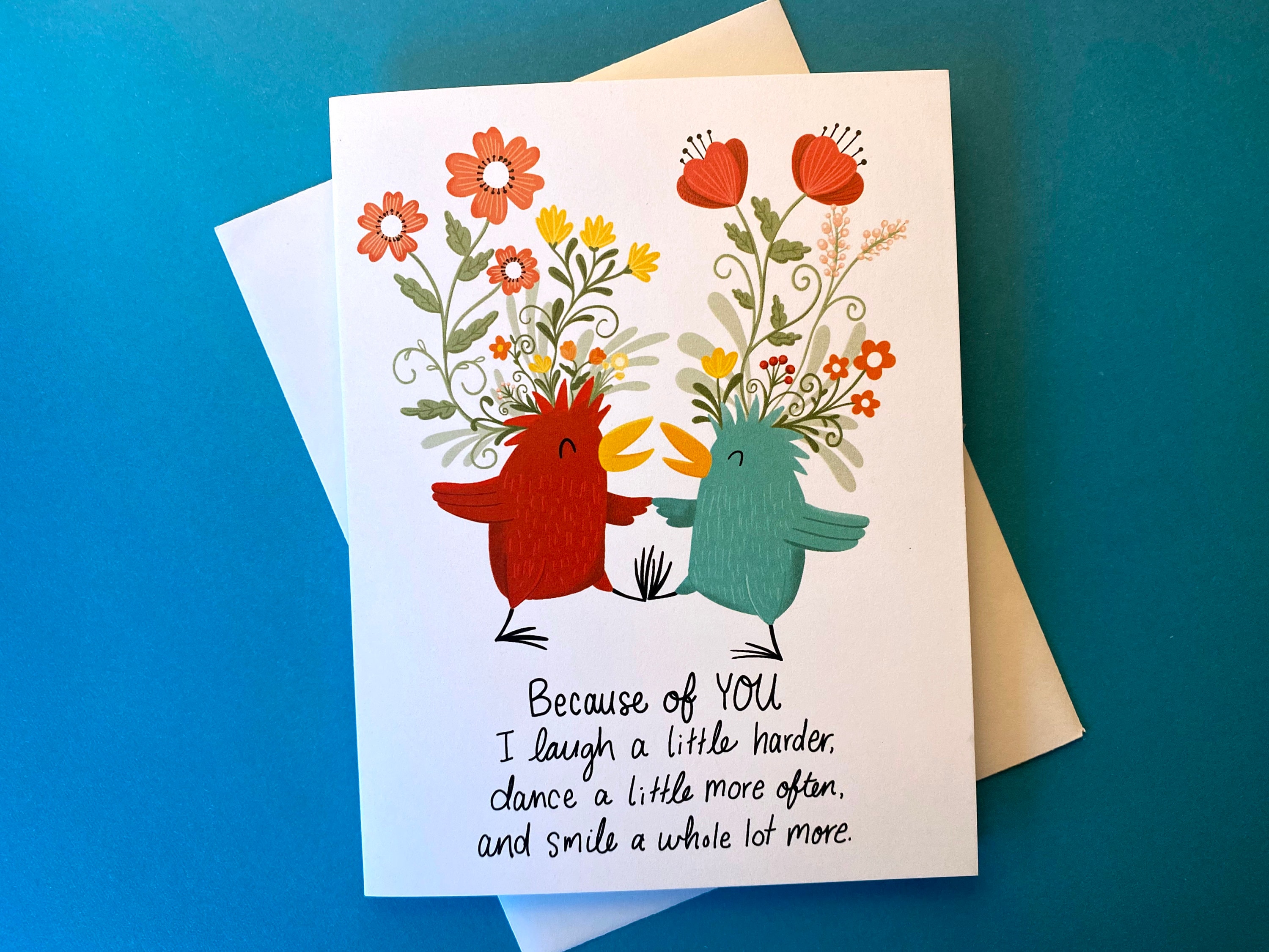 Cute Best Friend Card, Floral Birds, Friendship Greeting Card - Etsy