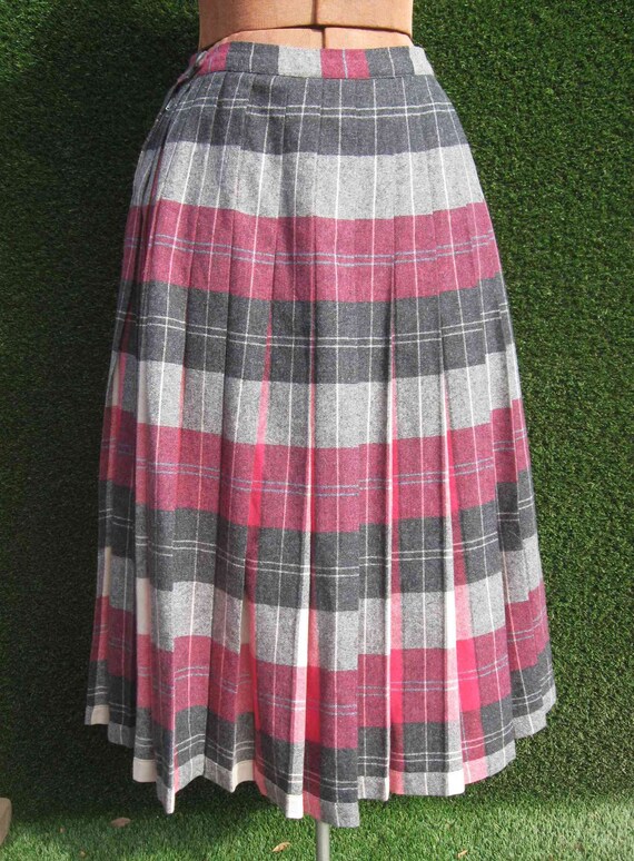 50's pleated REVERSIBLE wool pink and grey full sk