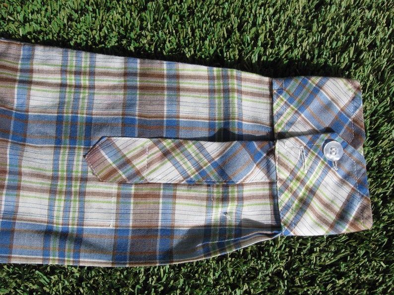 70/'s western plaid button down dagger collar Cowboy work shirt Medium