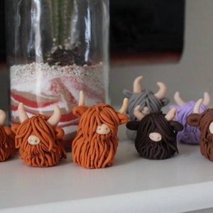 Highland Cow Figurines | Polymer Clay Handmade Ornament | Gifts for cow lovers | Scotland | Scottish Souvenir