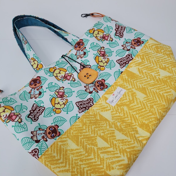 Animal Crossing Large Project Bag, Knitting Bag, Tote Bag