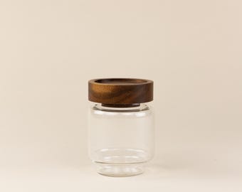 Mini Glass Canister with Acacia Wood Lid, Kitchen Pantry Storage (140ml)