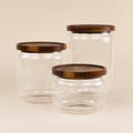 Set of 3 or 6 Glass Canisters with Acacia Wood Lids | Pantry Storage Jars for Kitchen Organization of Flour, Sugar, Cereal, Nuts & More