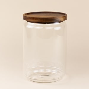 Jumbo Large Glass Canister with Acacia Wood Lid (Holds 2400ml) Pantry Storage Jar for Kitchen Organization of Flour, Sugar, Cookies & More