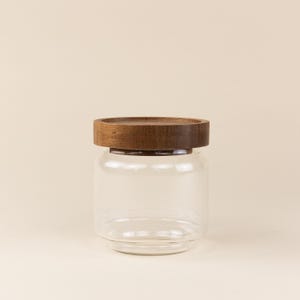 Small Glass Canister with Acacia Wood Lid (Holds 400ml) | Pantry Storage Jar for Kitchen Organization of Coffee, Sugar, Nuts, Tea & More