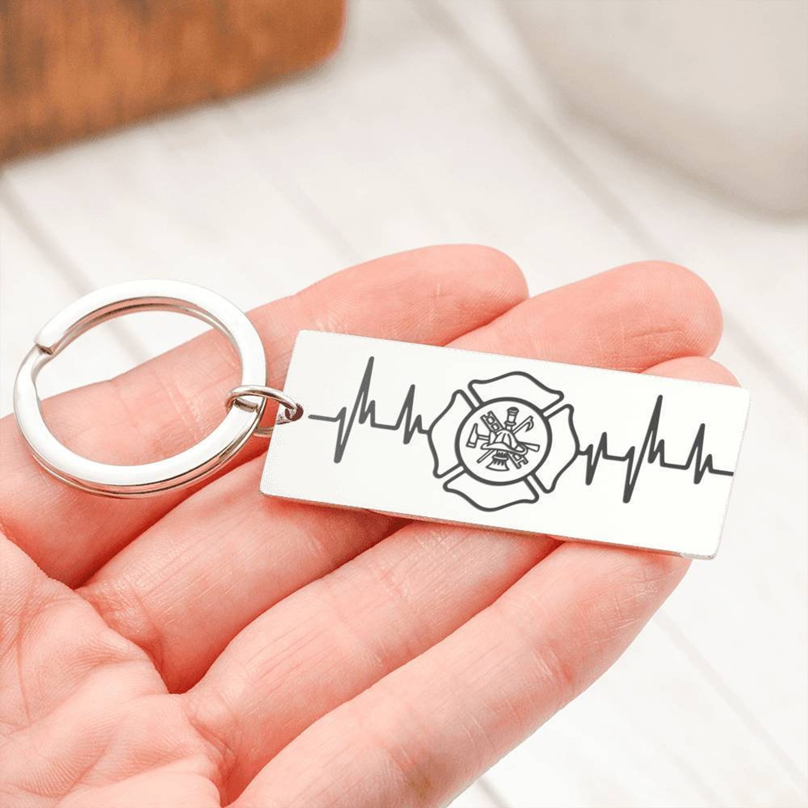 Firefighter Custom Engraved Keychain Personalized Gift Etsy