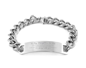 Daughter In Law Christmas Perfect Gifts, Daughter In Law Cuban Chain Stainless Steel Bracelet, Motivational Daughter In Law Engraved Gifts,