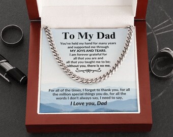 Gift for Dad I Am Forever Grateful For All That You Are Cuban Chain Link Necklace Birthday Christmas Holiday Father's Day Gifts