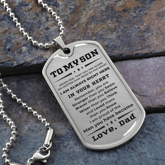 Gift for Adult Son Military Style Dog Tag Necklace Love Dad Etsy