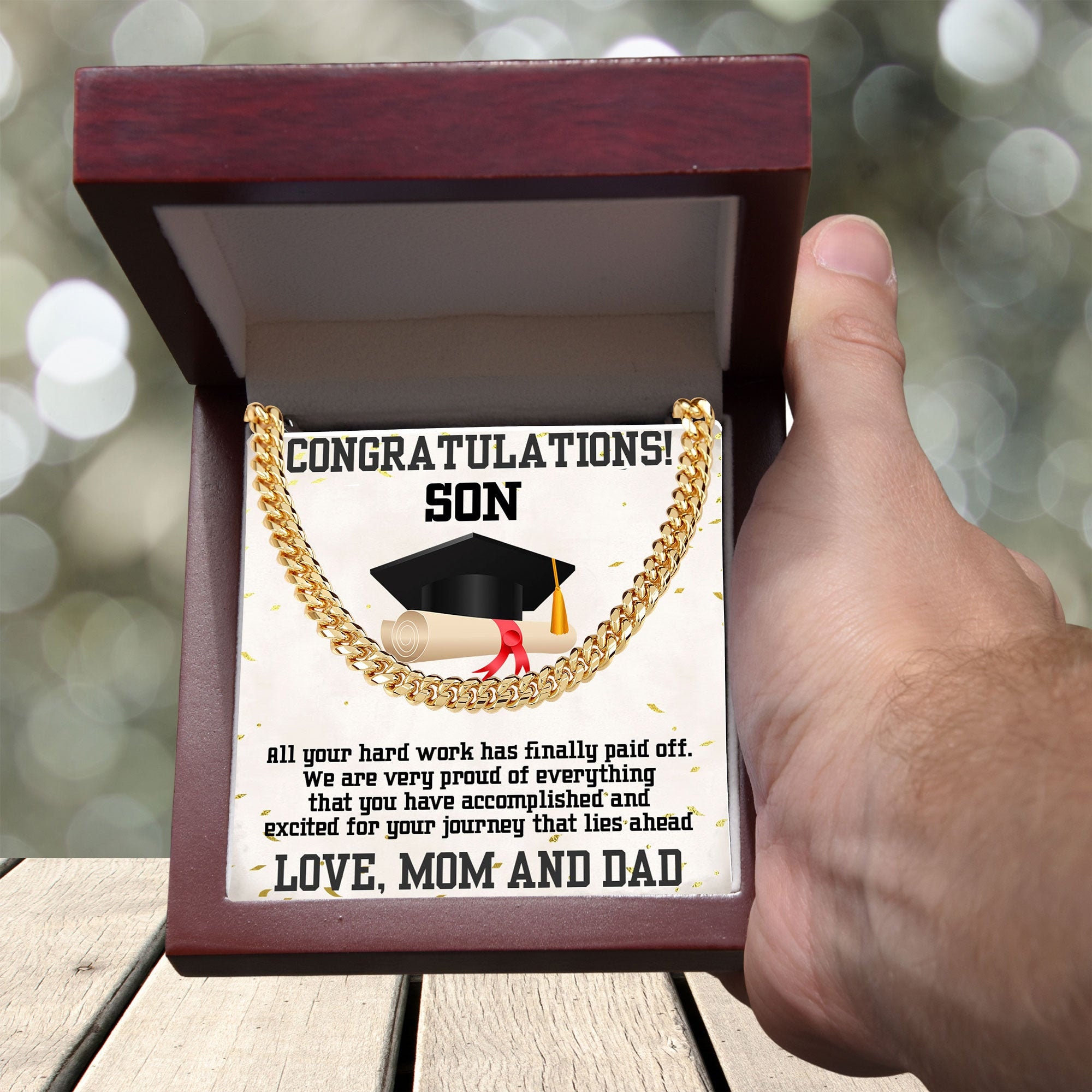 Graduation Gift for Son From Mom and Dad Personalized Cuban Link Chain