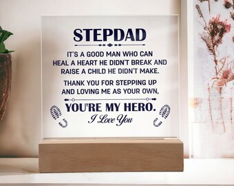 Gift for Stepdad Thank You for Stepping Up Acrylic Plaque Birthday Father's Day Personalized Gift