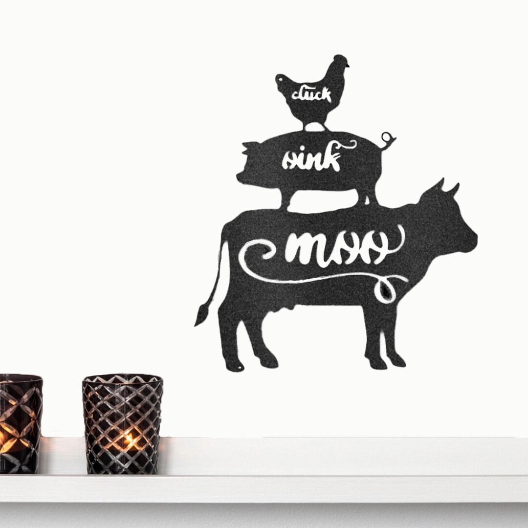 Farm Animals Metal Art Wall Sign Rustic Farmhouse Home Décor