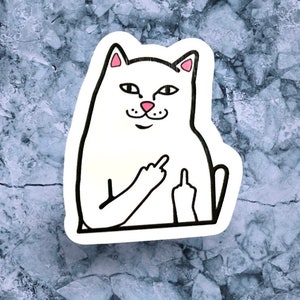 Funny Cat Middle Finger Sticker /For Cat Lovers/ Funny Cat Humor Sticker