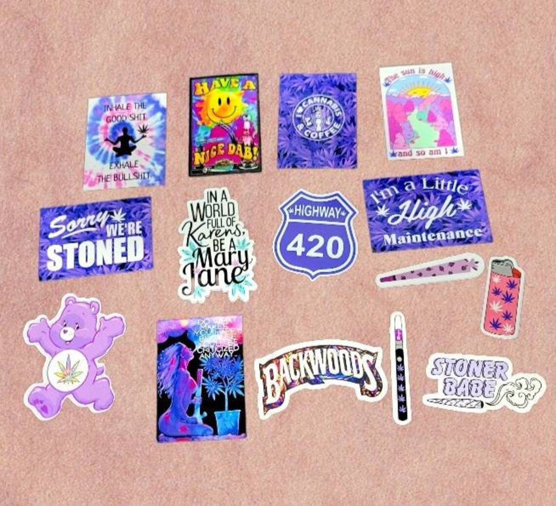 Pretty Purple Girly Stoner Stickers / Set of Girly Stoner Etsy
