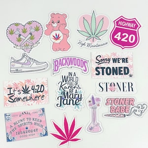 Pretty Girly Stoner Sticker Set of Pink Stoner Stickers/Pink Girl Laptop Stickers