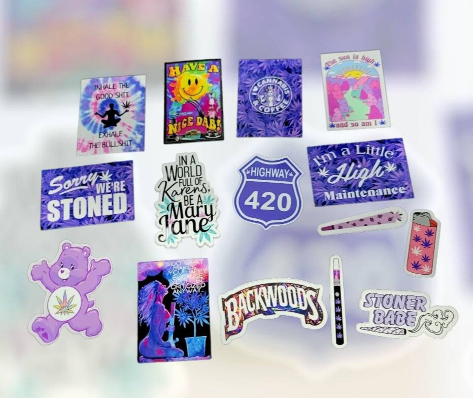 Pretty Purple Girly Stoner Stickers / Set of Girly Stoner Etsy