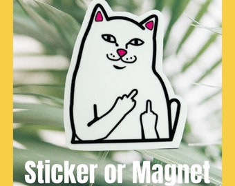 Funny Cat Middle Finger Sticker /for Cat Lovers/ Funny Kitty Cat
