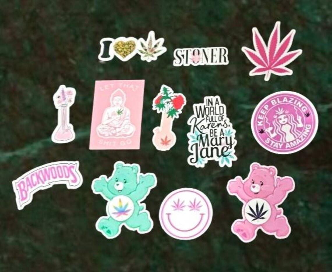 15 Girly Stoner Sticker Set of Pink Stoner Stickers Laptop Etsy