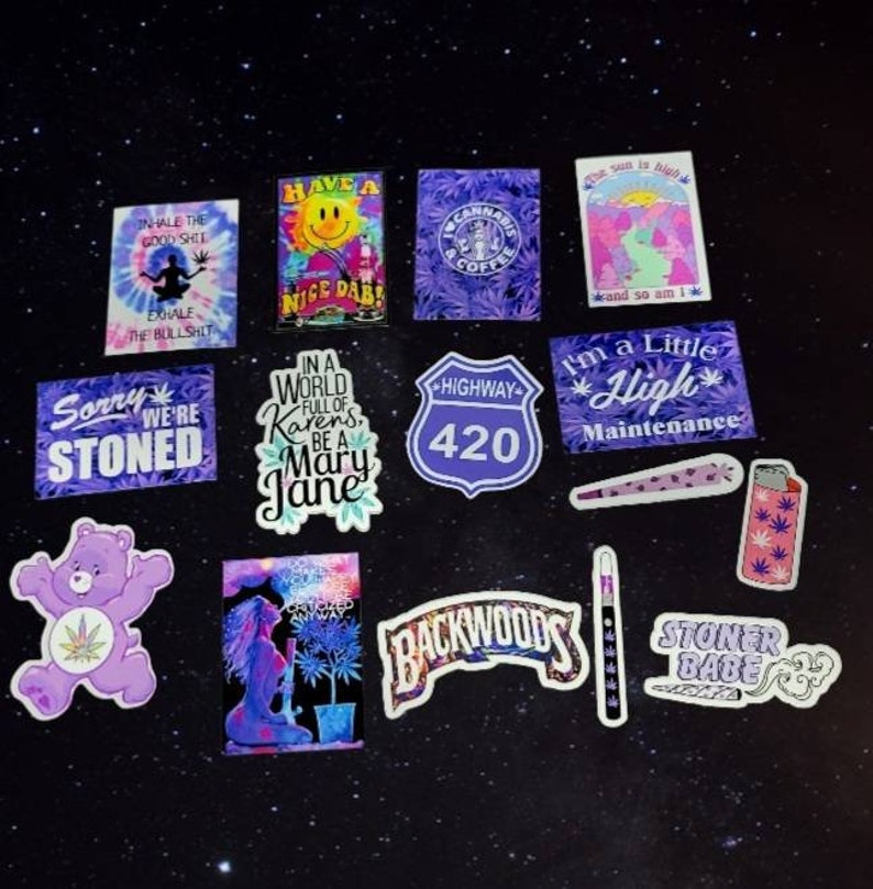 Pretty Purple Girly Stoner Stickers / Set of Girly Stoner Etsy