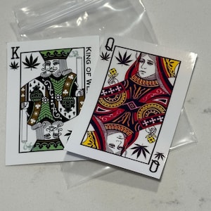 Conjunto de adesivos para cartas de baralho King and Queen/adesivos Stoner/adesivos Weed/adesivos de vinil
