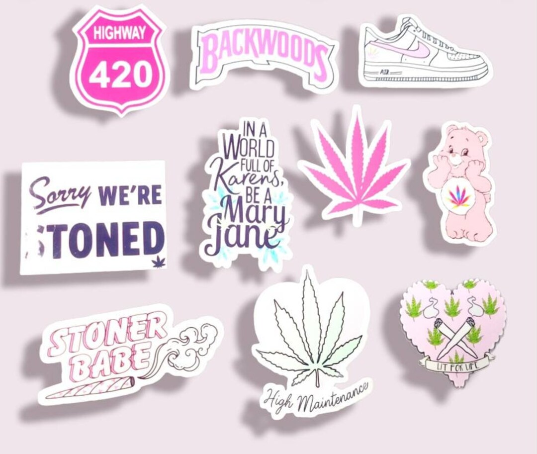 Pretty Girly Stoner Sticker Set of Waterproof Pink Stoner Etsy