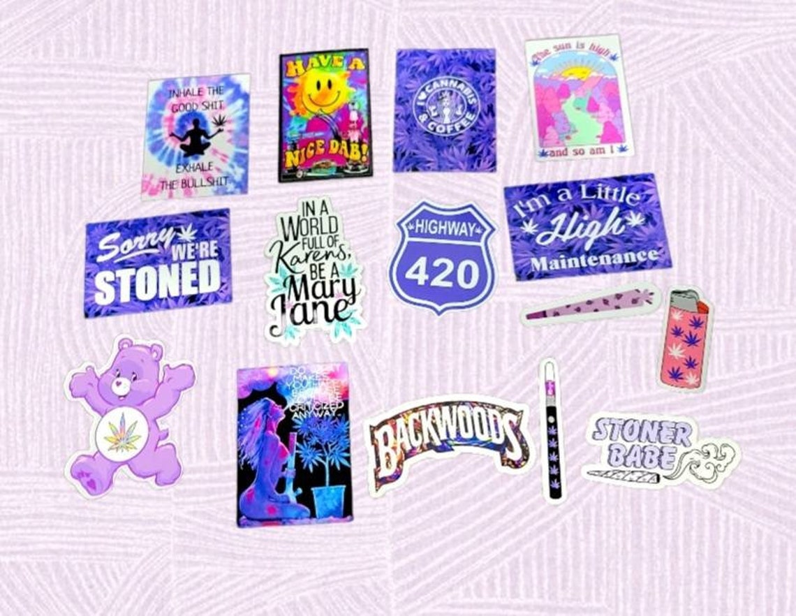 Pretty Purple Girly Stoner Stickers / Set of Girly Stoner Etsy