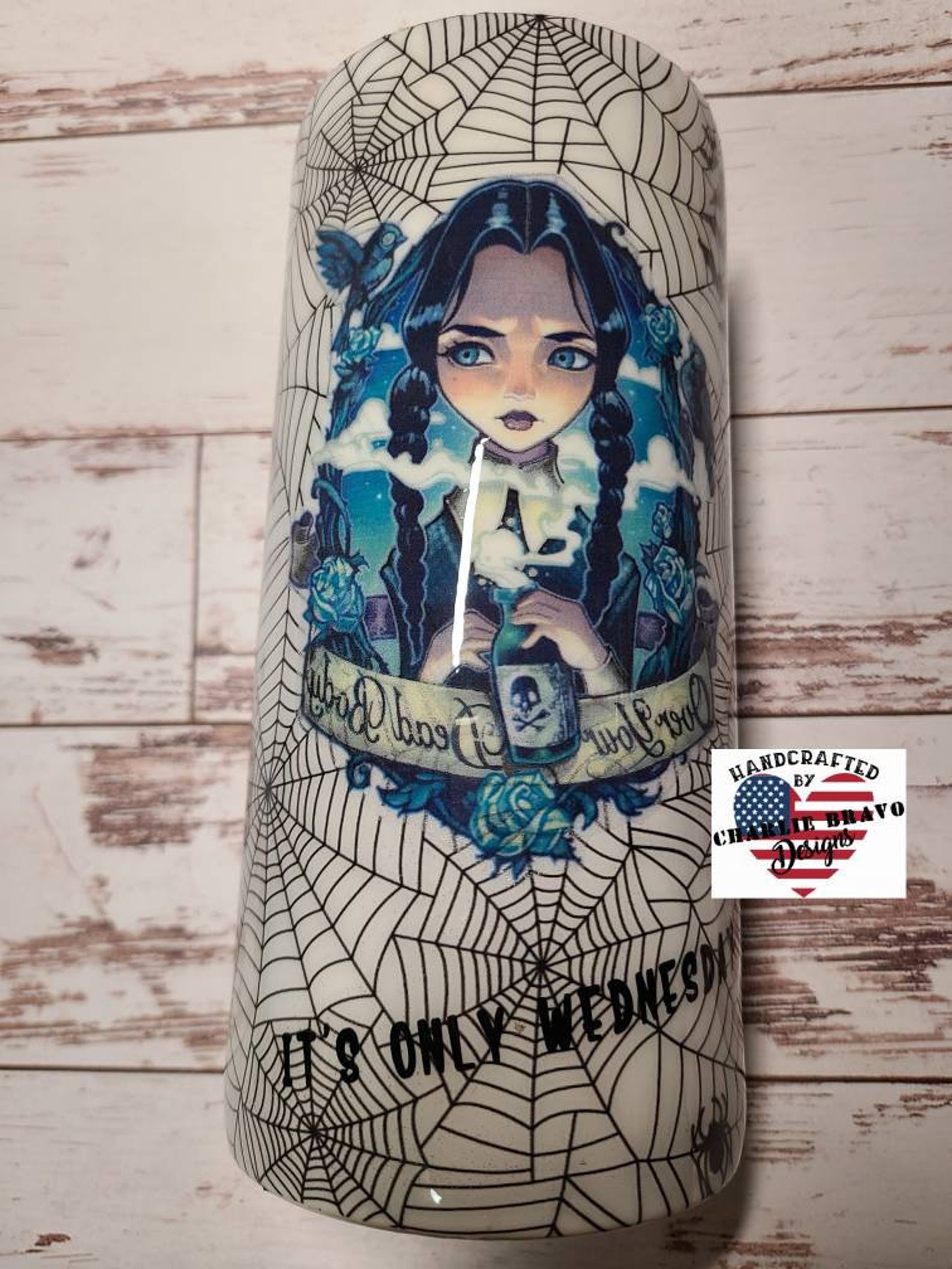 Wednesday Addams Travel Tumbler with lid and straw Glow in | Etsy