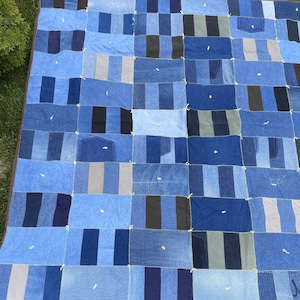 Hergebruikte denim picknickdeken