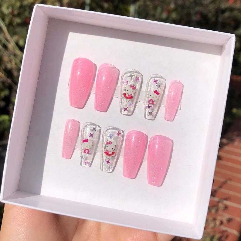 Hello Kitty Press On Nails Etsy