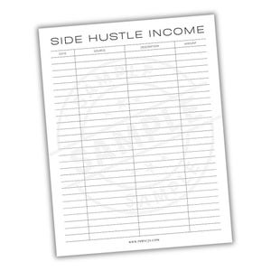 Side Hustle Income Tracker | Freelancer Extra Income Earnings Log | Passive Income Budget Tracker | Etsy Shop Side Job Revenue Planner