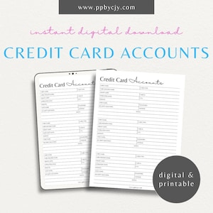 Organizador de cuentas de tarjetas de crédito / Herramienta de gestión de deudas de finanzas personales / Organización financiera de gestión de dinero / Seguimiento de gastos de presupuesto