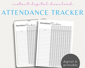 Classroom Attendance Tracker Sheet | Daily School Attendance Record | Employee Meeting Attendance Register | Church Workshop Attendance Log
