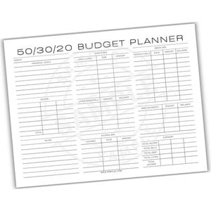50/30/20 Budget Planner Printable | Monthly Financial Organizer | Expense Tracker | Instant Digital Download for Money Management