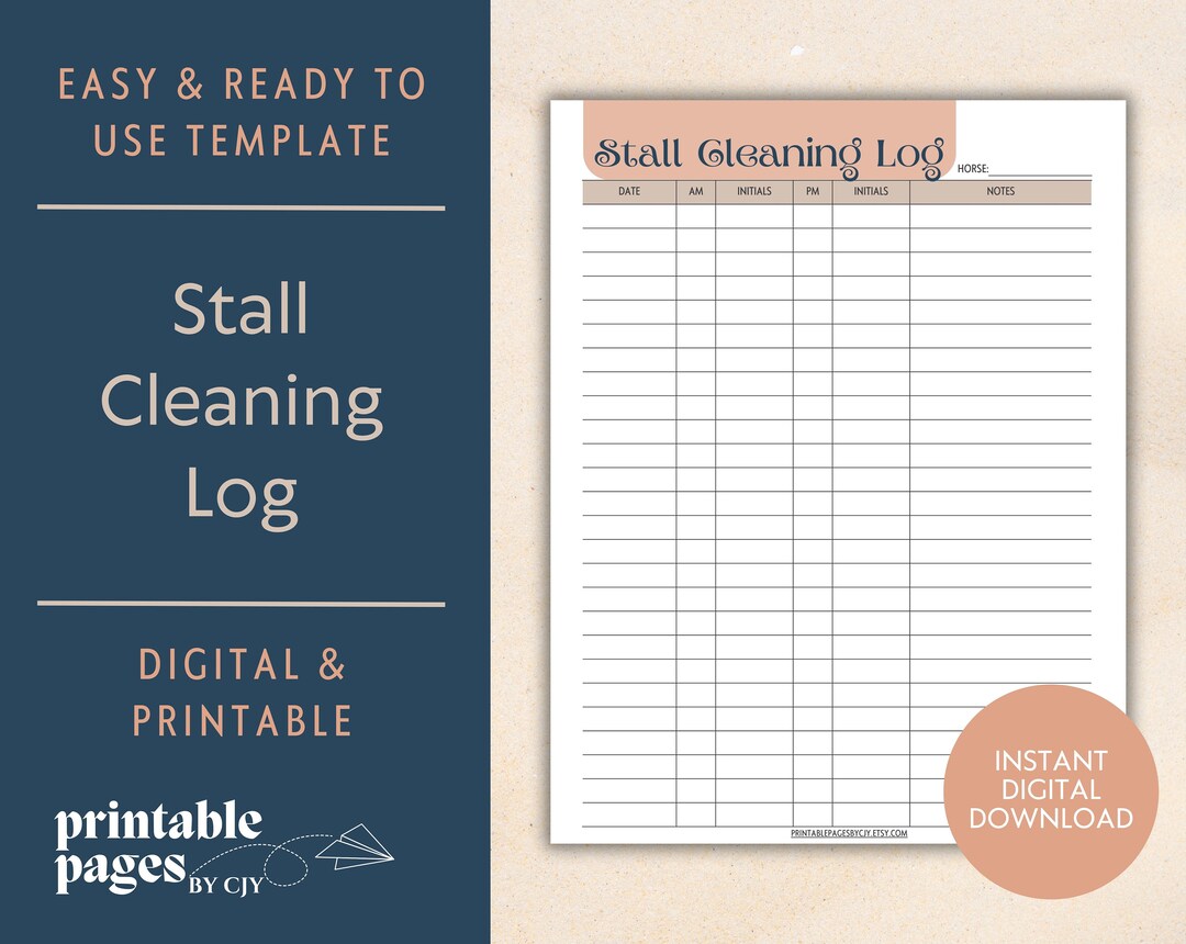 Stall Cleaning Checklist Stall Cleaning Planner Stall Etsy