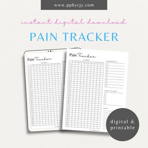 Wellness-tracker pijnbeheersing | Chronische pijnschaal symptoomdagboek | Dagelijks pijnbeoordelingslogboek zelfzorg | Grafiek pijnniveau gezondheid