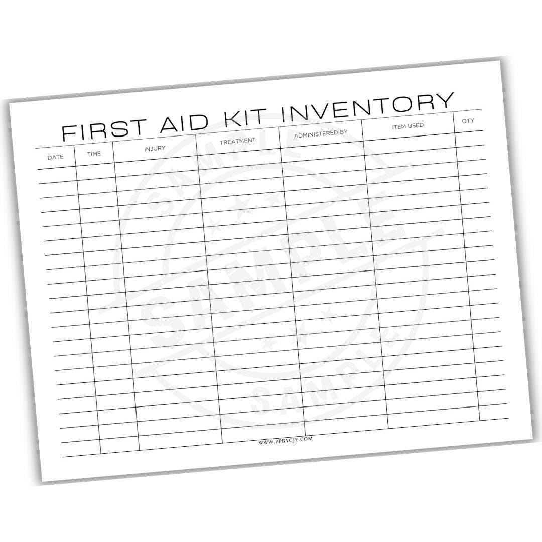 First Aid Inventory Sheet Printable PDF | Track Supplies, Expiration ...