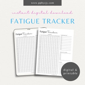 Fatigue Energy Level Tracker | Daily Chronic Fatigue Management Log | Self Care Mood Wellness Journal | Fatigue Severity Monitoring Sheet