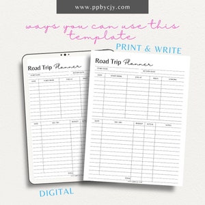 Road Trip Itinerary Travel Printable Template Family Ultimate Road Trip Printable PDF Minimalist Family Vacation Digital Planner image 6