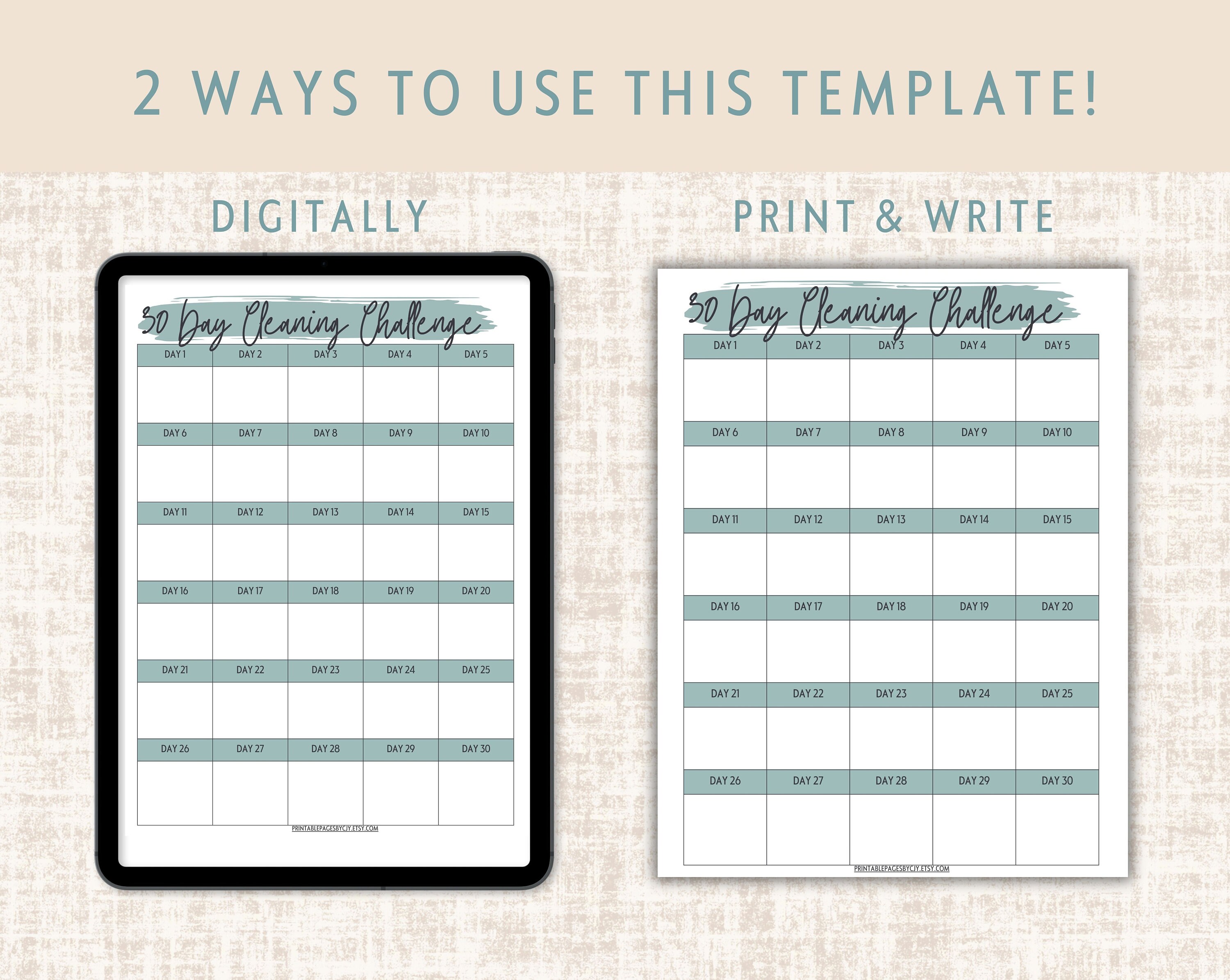 30 Day Habit Printable Tracker Template Declutter House Challenge ...