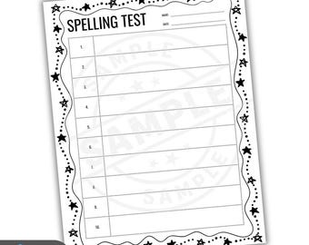 Spelling Test Template 10 Words