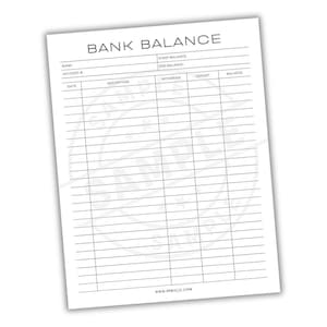 Bank Balance Accounting Sheet | Personal Financial Money Management Organizer | Business Budgeting Finance Ledger | Expense Analysis Tracker