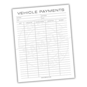Vehicle Payment Tracker | Auto Loan Payment Log | Car Finance Payment Schedule Tracker | Automobile Loan Repayment Budget Planner