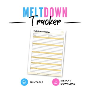 Meltdown Log | Emotional Regulation & Behavior Tracker Printable (Digital Download)