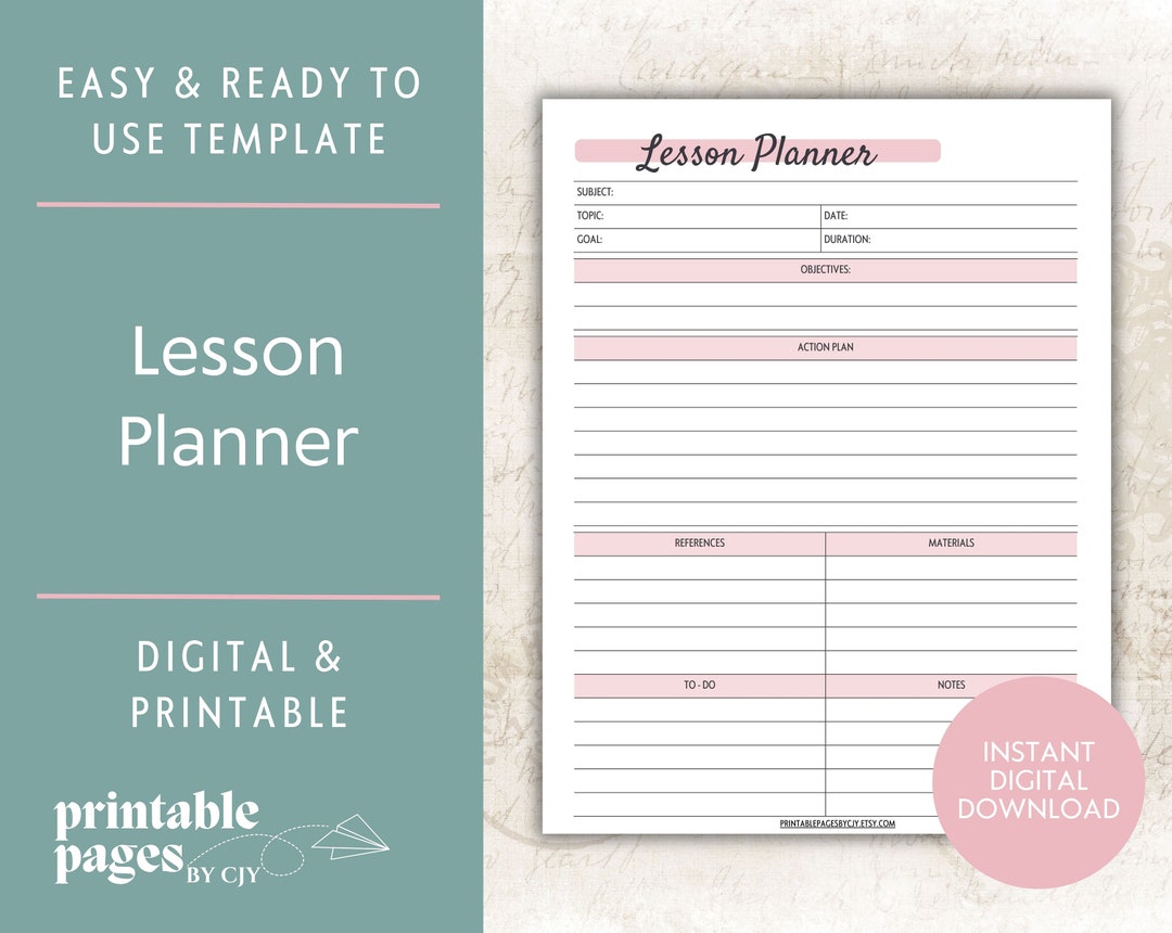 Lesson Planner Template Lesson Plan Printable Homeschool - Etsy Australia