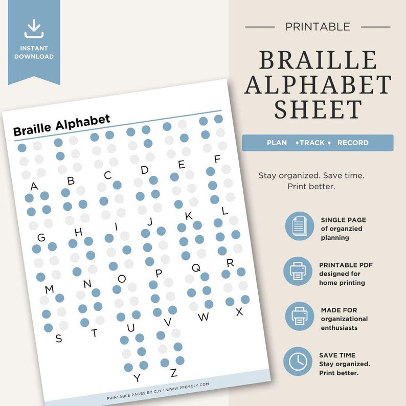 Braille Alphabet Chart | Learning Guide, Tactile Education Tool ...