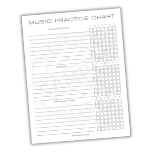 Music Weekly Practice Chart | Musical Instrument Lesson Tracker | Musician Weekly Practice Schedule | Music Student Practice Routine Log