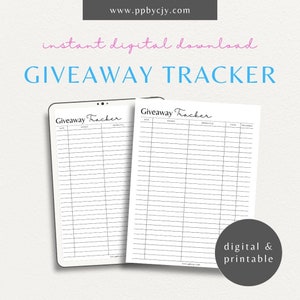 Giveaway Contest Tracker | Sweepstakes Prize Organizer | Marketing Promotion Prize Draw Log | Raffle Winner Tracking Business Tool