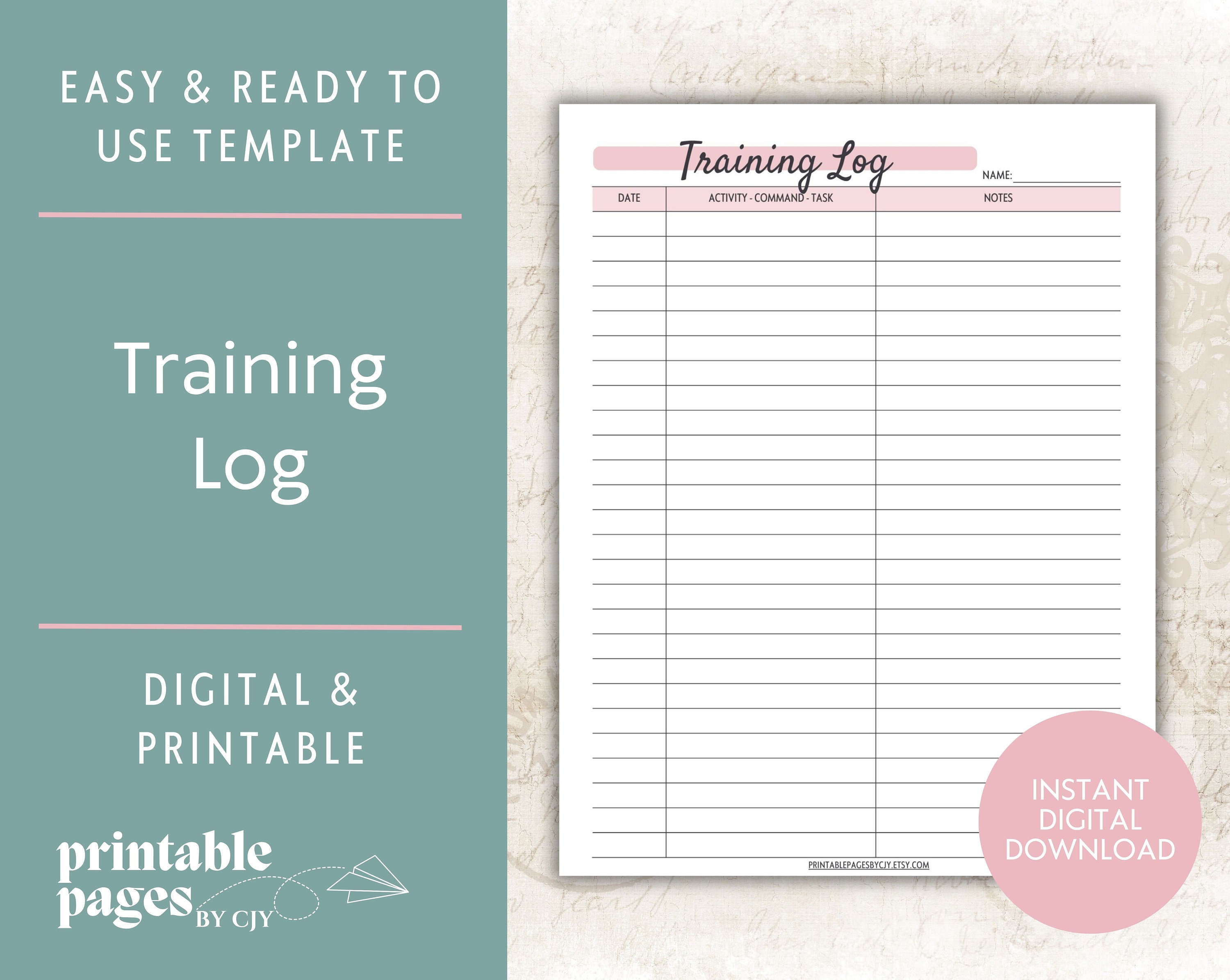 Dog Training Log Printable Puppy Pet Training Sheet Pet - Etsy