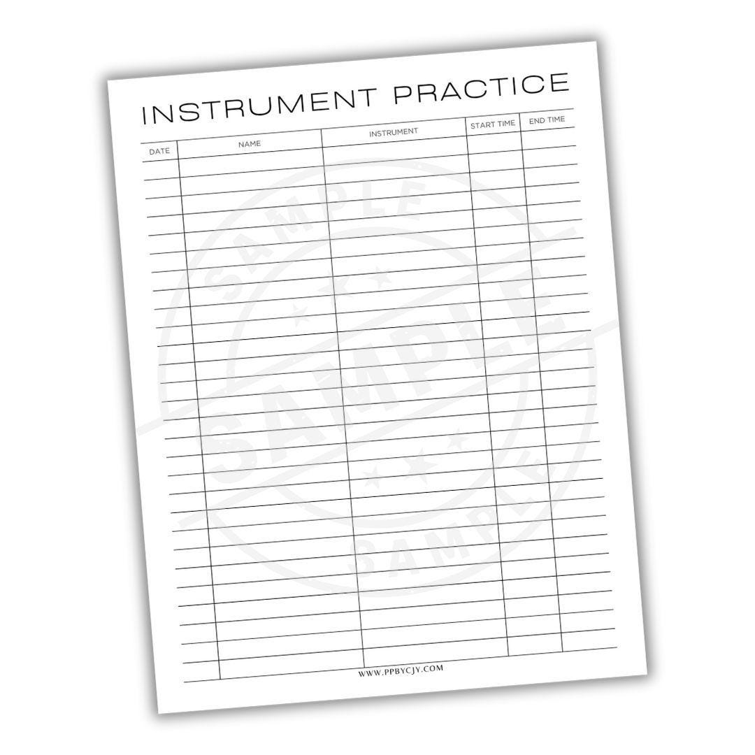 Instrument Practice Chart Printable PDF | Music Tracker for Students ...