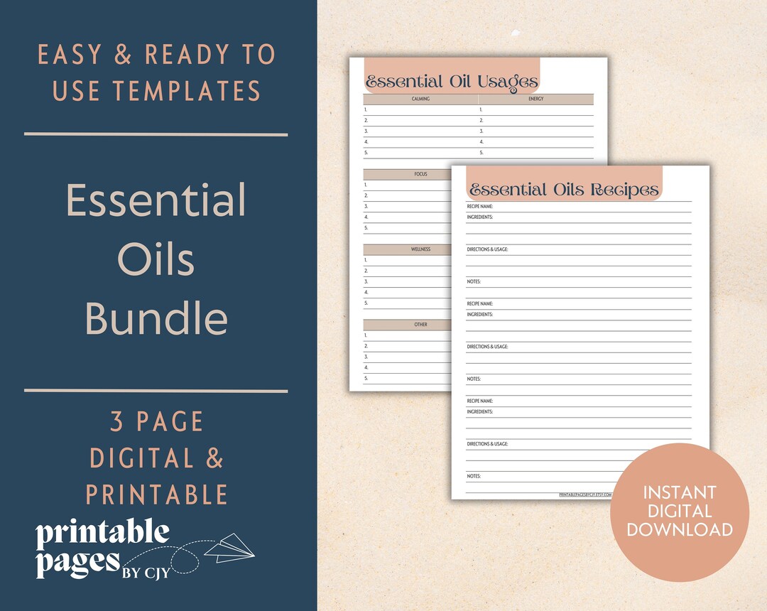 Essential Oils Inventory Printable Template Essential Oil - Etsy